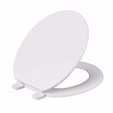 Picture of White Deluxe Molded Wood Toilet Seat, Closed Front with Cover, Round