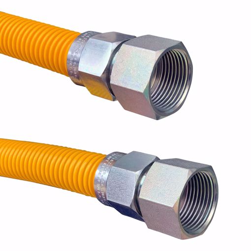 Picture of 1" OD (3/4" ID) X 12" Long,  3/4" Female Pipe Thread X 3/4" Female Pipe Thread, Yellow Coated Corrugated Stainless Steel Gas Connector