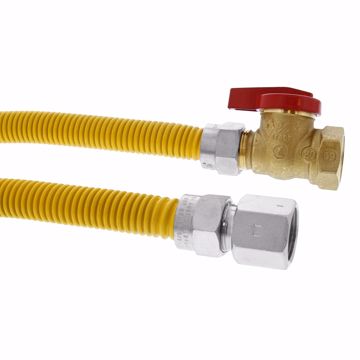 Picture of 5/8" OD (1/2" ID) Gas Connector Assembly, Yellow Coated, 3/4" FIP x 3/4" FIP Ball Valve x 36"