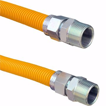 Picture of 1" OD (3/4" ID) X 48" Long, 3/4" Male Pipe Thread X 3/4" Male Pipe Thread, Yellow Coated Corrugated Stainless Steel Gas Connector