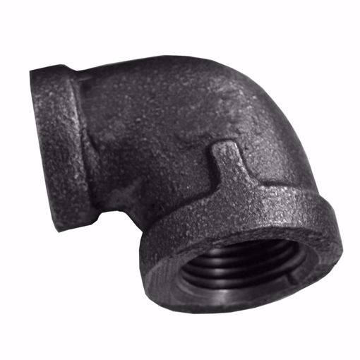 Picture of 3/4" x 1/2" Black Iron 90° Reducing Elbow, Banded