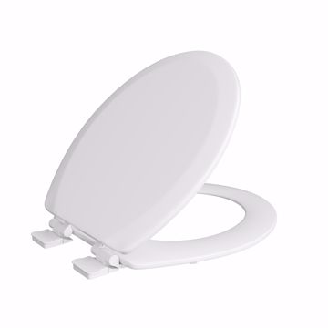 Picture of White Deluxe Molded Wood Toilet Seat, Closed Front with Cover, Slow-Close and QuicKlean® Hinges, Round