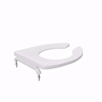 Picture of White Juvenile Plastic Toilet Seat, Open Front less Cover, Self-Sustaining Check Hinges, Round