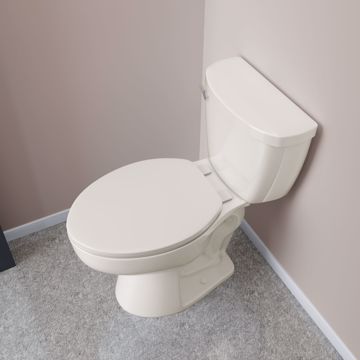 Picture of Bone Standard Plastic Toilet Seat, Closed Front with Cover, Elongated