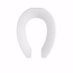 Picture of White Plastic Toilet Seat, Open Front less Cover, Self-Sustaining Check Hinges, Elongated