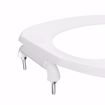 Picture of White Plastic Toilet Seat, Open Front less Cover, Self-Sustaining Check Hinges, Elongated