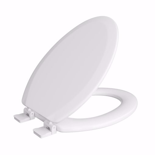 Picture of White Premium Molded Wood Toilet Seat, Closed Front with Cover, QuicKlean®, Elongated