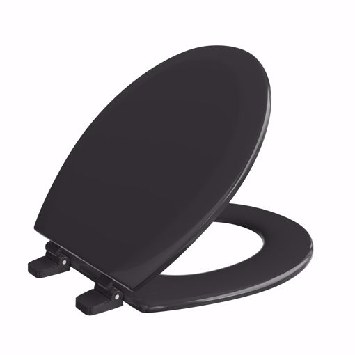 Picture of Black Deluxe Molded Wood Toilet Seat, Closed Front with Cover, Round