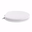 Picture of White Bead Board Designer Wood Toilet Seat, Closed Front with Cover, Chrome Hinges, Round