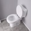 Picture of White Bead Board Designer Wood Toilet Seat, Closed Front with Cover, Chrome Hinges, Round