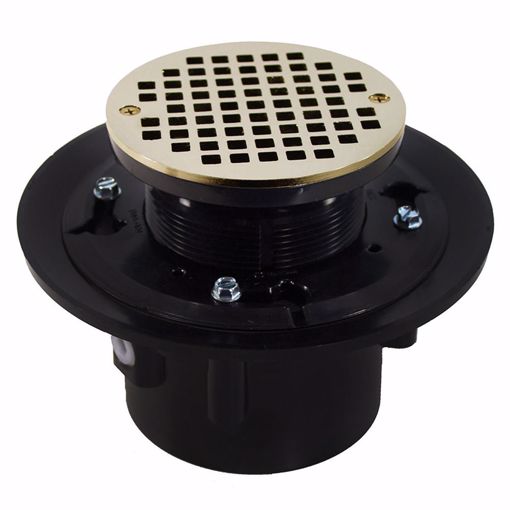 Picture of 2" x 3" Heavy Duty ABS Drain Base with 3-1/2" Plastic Spud and 5" Nickel Bronze Strainer