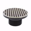 Picture of 4" Heavy Duty PVC Drain Base with 3-1/2" Plastic Spud and 6" Nickel Bronze Strainer with Ring