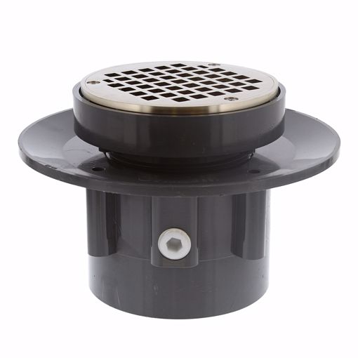 Picture of 4" LevelBest® Complete Heavy Duty Slab Drain System with 3" Metal Spud and 5" Nickel Bronze Strainer