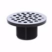 Picture of 2" x 3" PVC Shower Drain with 2" PVC Spud and 4" Round Stainless Steel Strainer with Test Plug