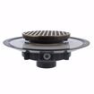 Picture of 2" Heavy Duty PVC Drain Base with 3-1/2" Plastic Spud and 6" Polished Brass Strainer