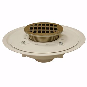 Picture of 2" Heavy Duty PVC Drain Base with 3-1/2" Metal Spud and 6" Nickel Bronze Strainer