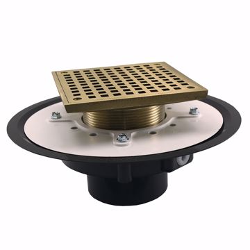 Picture of 2" Heavy Duty PVC Drain Base with 3-1/2" Metal Spud and 5" Nickel Bronze Strainer