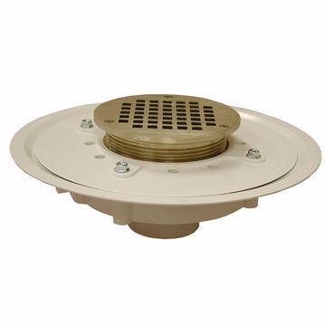 Picture of 2" Heavy Duty PVC Drain Base with 4" Metal Spud and 5" Nickel Bronze Strainer