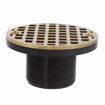 Picture of 2" PVC Shower Drain with 2" Plastic Spud and 4" Round Polished Brass Cast Strainer