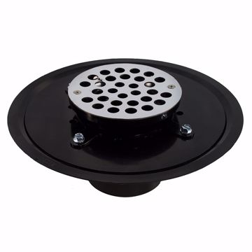 Picture of 2" Heavy Duty ABS Drain Base with 3-1/2" Plastic Spud and 6" Stainless Steel Strainer