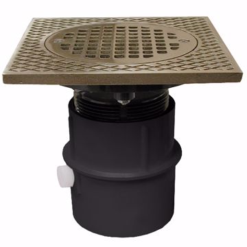 Picture of 3" PVC Over Pipe Fit Drain Base with 3" Plastic Spud and 5" Nickel Bronze Strainer