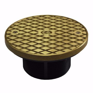 Picture of 3-1/2" Heavy Duty PVC Cleanout Spud with 6" Polished Brass Round Cover with Ring