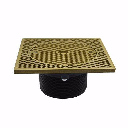 Picture of 3-1/2" Heavy Duty PVC Cleanout Spud with 7" Polished Brass Square Cover