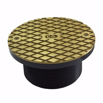 Picture of 4" Heavy Duty PVC Cleanout Spud with 6" Polished Brass Round Cover