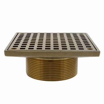 Picture of 3-1/2" IPS Metal Spud with 6" Polished Brass Square Strainer