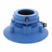 Picture of 2" No Caulk Mechanical Joint Code Blue Floor Drain with 7" Pan and 6" Nickel Bronze Round Strainer - Height 4-1/4" - 5-1/4"