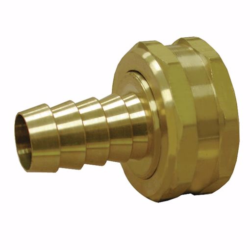 Picture of 3/4" FHT Swivel x 3/8" Hose Barb Brass Garden Hose Adapter