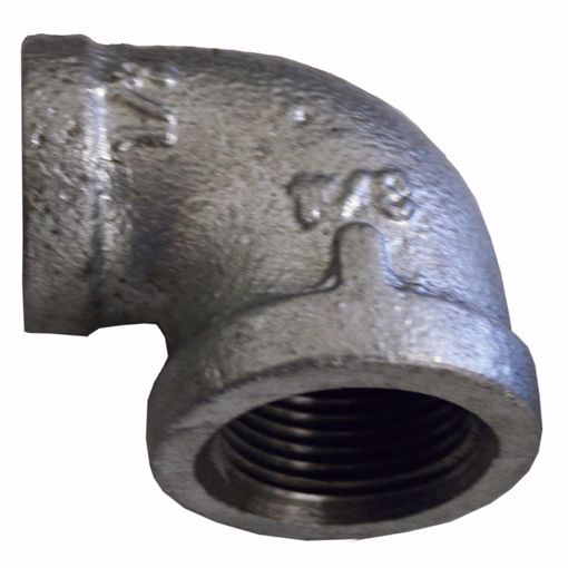 Picture of 3/4" x 1/2" Galvanized Iron 90° Reducing Elbow, Banded