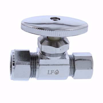 Picture of 5/8" OD Comp x 1/2" OD Comp Multi-Turn Straight Supply Stop Valve, Chrome Plated