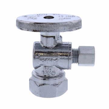 Picture of 1/2" FIP x 1/4" OD Comp Quarter-Turn Angle Supply Stop Valve, Chrome Plated