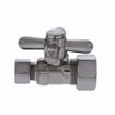 Picture of 5/8" OD Comp x 3/8" OD Comp Quarter-Turn Straight Supply Stop Valve with Cross Handle, Brushed Nickel