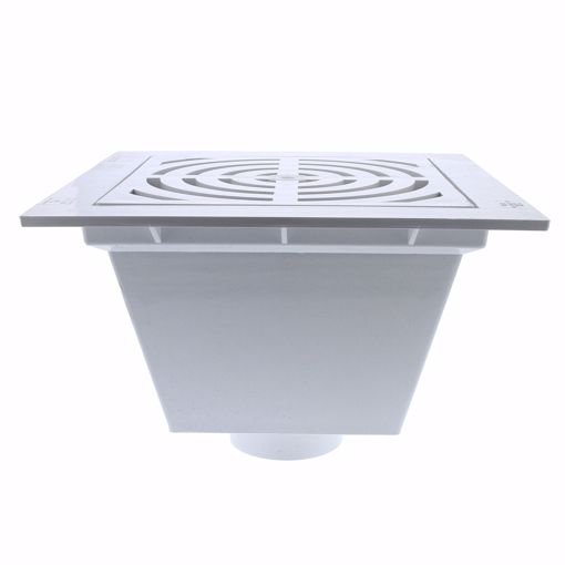 Picture of 3" x 4" PVC Pipe Fit Floor Sink with Full Top Grate and Flat Bottom Grate