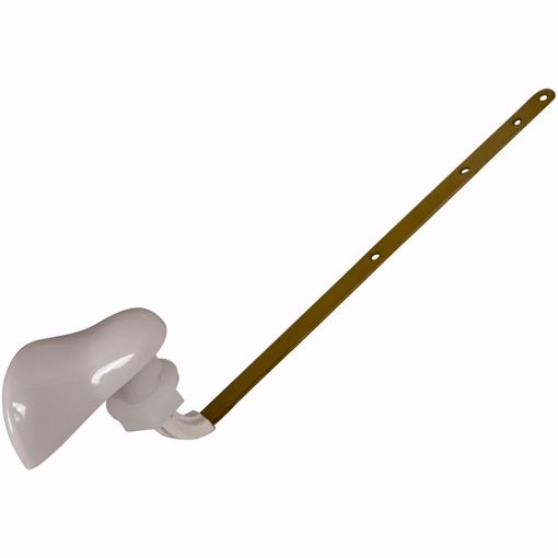 Picture of White Modern Style Tank Trip Lever with 8" Brass Arm and Metal Spud and Nut