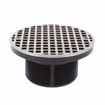 Picture of 4" PVC Over Pipe Fit Drain Base with 3-1/2" Plastic Spud and 6" Nickel Bronze Strainer with Ring