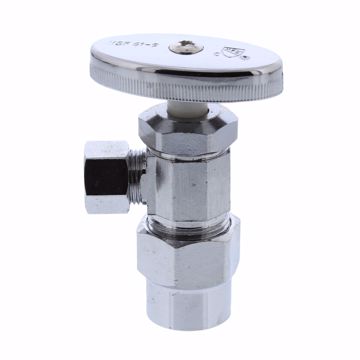 Picture of 1/2" CPVC x 3/8" OD Comp Multi-Turn Angle Supply Stop Valve, Chrome Plated