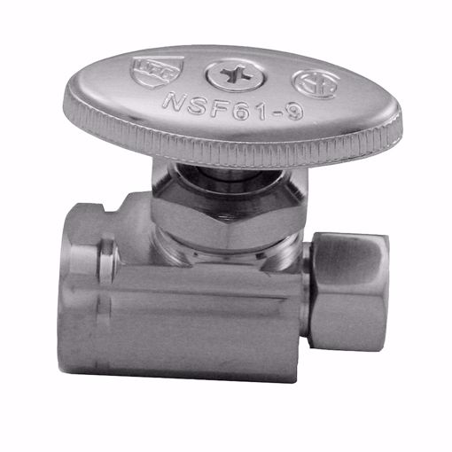 Picture of 1/2" FIP x 3/8" Comp Multi-Turn Straight Supply Stop Valve, Brushed Nickel