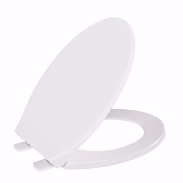 Picture of White Deluxe Plastic Toilet Seat, Closed Front with Cover, Elongated