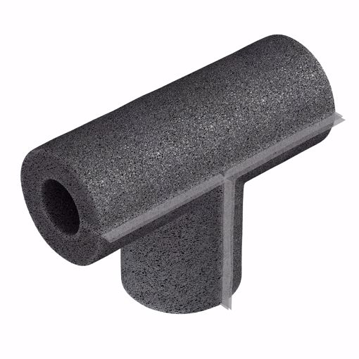 Picture of 1/2" ID Self-Sealing Black Polyethylene Foam Pipe Insulation Tee, 3/8" Wall Thickness