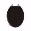 Picture of Walnut Designer Wood Toilet Seat with Piano Finish, Closed Front with Cover, Chrome Hinges, Elongated