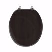 Picture of Walnut Designer Wood Toilet Seat with Piano Finish, Closed Front with Cover, Brushed Nickel Hinges, Round