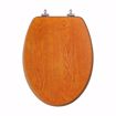 Picture of Oak Designer Wood Toilet Seat, Closed Front with Cover, Brushed Nickel Hinges, Elongated