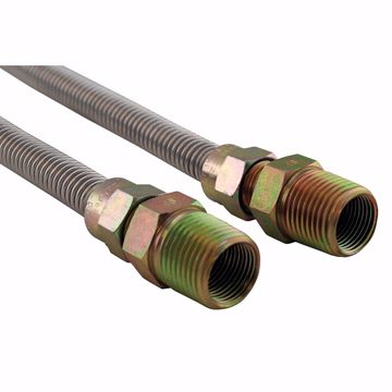 Picture of 5/8" OD (1/2" ID) X 36" Gas Connector, Uncoated Corrugated Stainless Steel, 1/2" MIP X 1/2" MIP