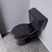 Picture of Black Deluxe Molded Wood Toilet Seat, Closed Front with Cover, Chrome Hinges, Elongated