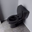 Picture of Black Deluxe Molded Wood Toilet Seat, Closed Front with Cover, Chrome Hinges, Elongated