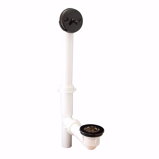 Picture of Black Two-Hole Trip Lever Bath Waste Kit, Tubular Full Kit, White Plastic