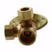 Picture of 1/2" SWT x 3/8" OD Comp x 3/8" OD Comp Dual Outlet Angle Supply Stop Valve, Rough Brass